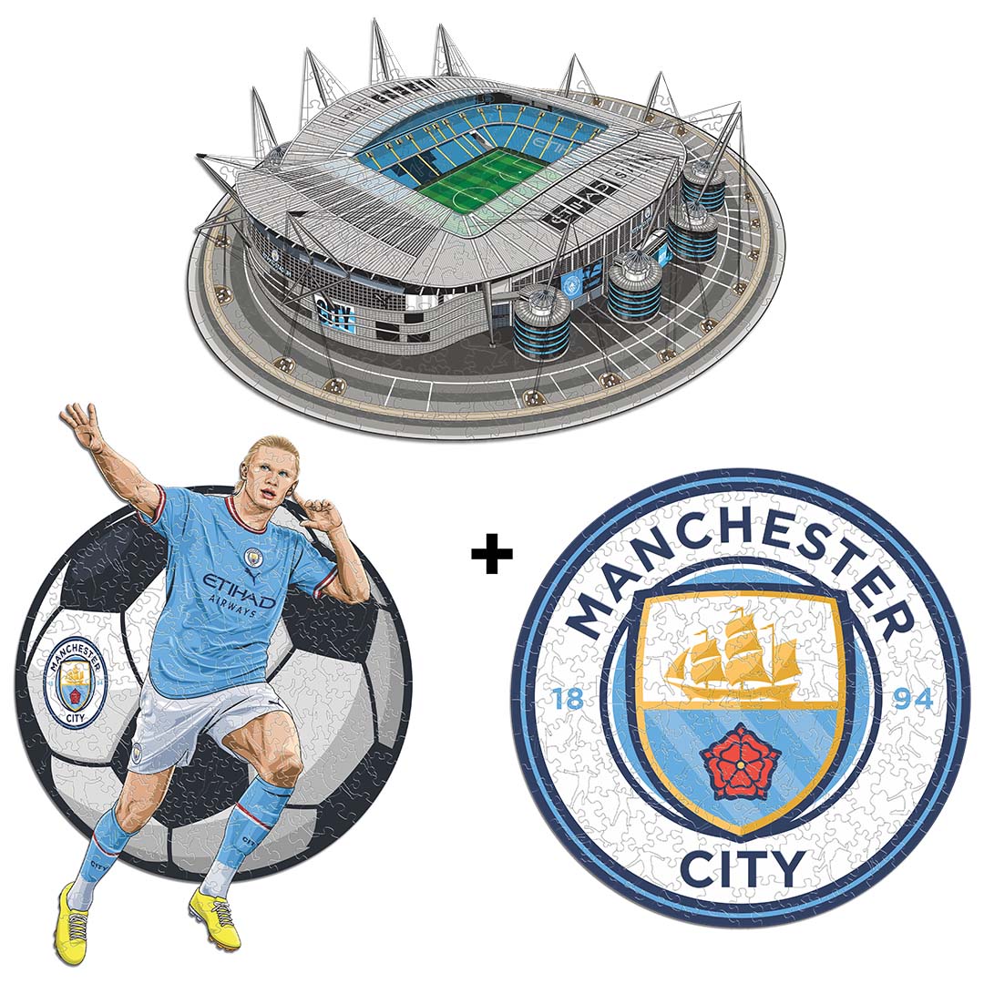 3 PACK Manchester City FC® Logo + Haaland + Etihad Stadium