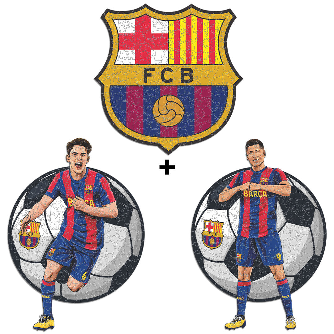 3 PACK FC Barcelona® Logo + Gavi + Lewandowski