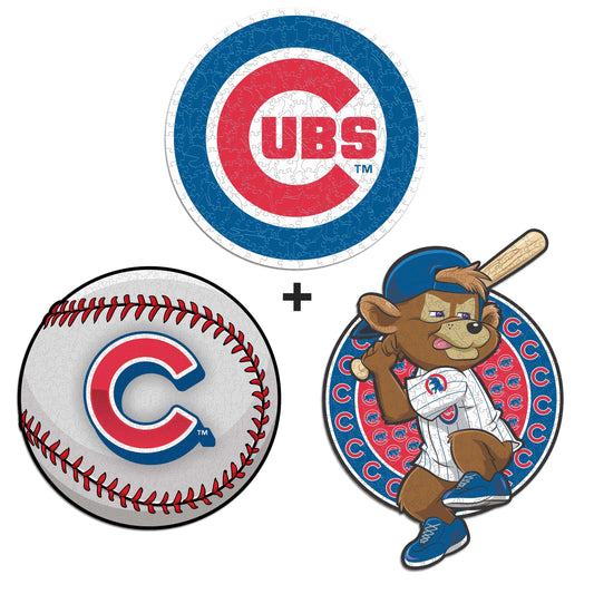 3 PACK Chicago Cubs™ Baseball + Primary Logo + Mascot