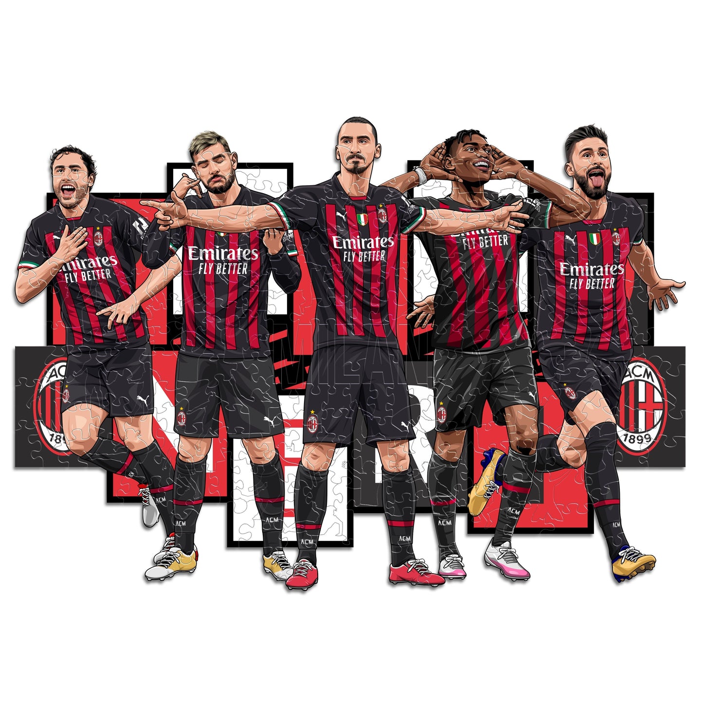 AC Milan® 5 Players - Wooden Puzzle (LIMITED EDITION)